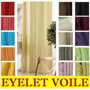 Linen Look Eyelet Ring Top Voile Curtains €13.95