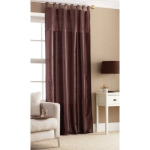 Brown Tab Top Embroidered Curtain panel