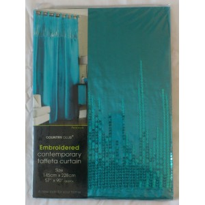 Teal Tab Top Embroidered Curtain Panel 57x90 145x228cm only €10.95!