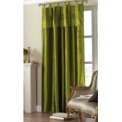 Olive Green Tab Top Embroidered Curtain panel