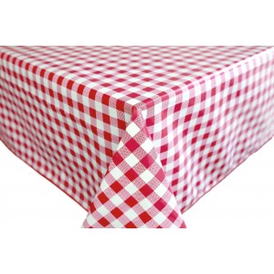 Red Checkers Oilcloths PVC Tablecloths