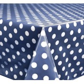 Navy Blue Polka Dot Oilcloths PVC Tablecloths