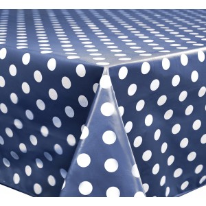 Navy Blue Polka Dot Oilcloths PVC Tablecloths