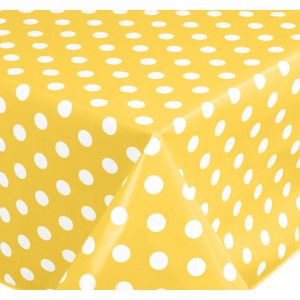 Yellow Polka Dot Oilcloths PVC Tablecloths