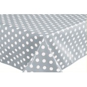 Grey Light Silver Polka Dot Oilcloths PVC Tablecloths