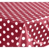 Bordo Dark Red Polka Dot Oilcloths PVC Tablecloths