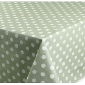Sage Green Polka Dot Oilcloths PVC Tablecloths