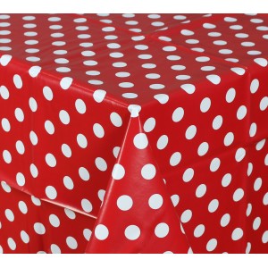 Red Polka Dot Oilcloths PVC Tablecloths