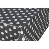 Grey Dark Polka Dot Oilcloths PVC Tablecloths