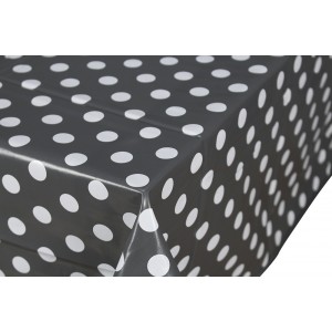 Grey Dark Polka Dot Oilcloths PVC Tablecloths